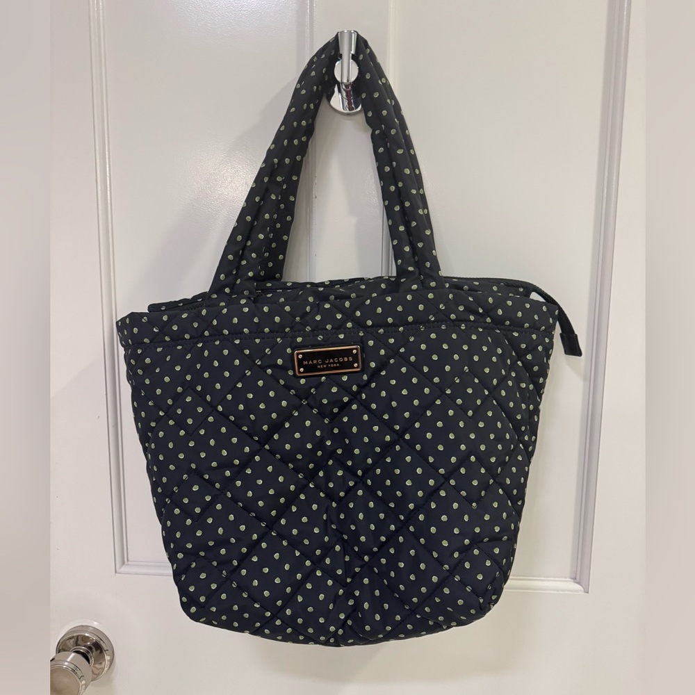 Marc Jacobs medium black and green polka dot tote.